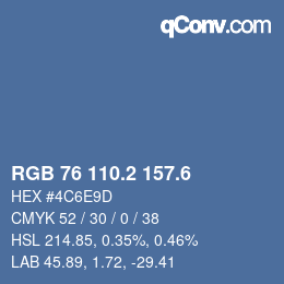 カラーコード: RGB 76 110.2 157.6 | qconv.com