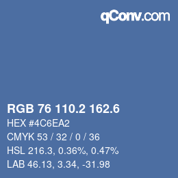 カラーコード: RGB 76 110.2 162.6 | qconv.com