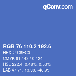 カラーコード: RGB 76 110.2 192.6 | qconv.com