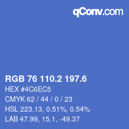 カラーコード: RGB 76 110.2 197.6 | qconv.com