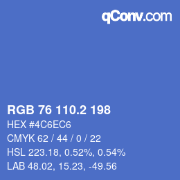 カラーコード: RGB 76 110.2 198 | qconv.com