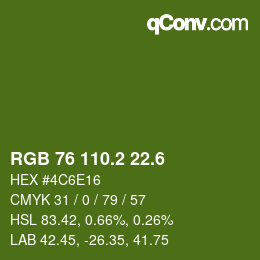 カラーコード: RGB 76 110.2 22.6 | qconv.com