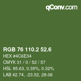 カラーコード: RGB 76 110.2 52.6 | qconv.com
