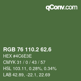 カラーコード: RGB 76 110.2 62.6 | qconv.com