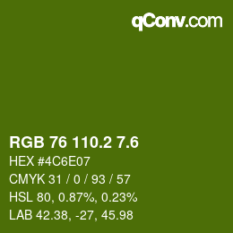 カラーコード: RGB 76 110.2 7.6 | qconv.com