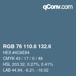 カラーコード: RGB 76 110.6 132.6 | qconv.com