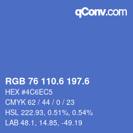 カラーコード: RGB 76 110.6 197.6 | qconv.com