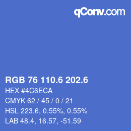 カラーコード: RGB 76 110.6 202.6 | qconv.com