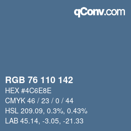 Color code: RGB 76 110 142 | qconv.com