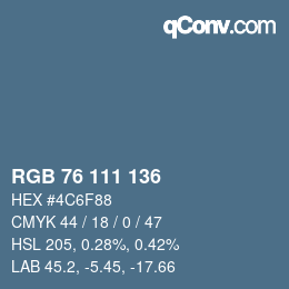 Color code: RGB 76 111 136 | qconv.com