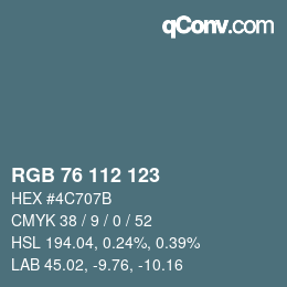 Color code: RGB 76 112 123 | qconv.com