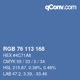 Color code: RGB 76 113 168 | qconv.com