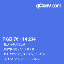 Color code: RGB 76 114 234 | qconv.com