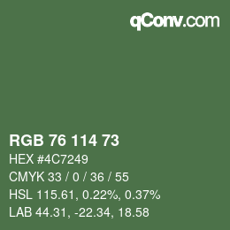 Farbcode: RGB 76 114 73 | qconv.com