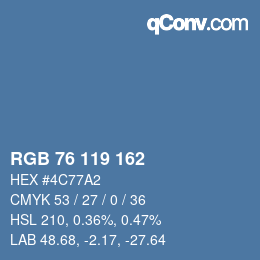 Color code: RGB 76 119 162 | qconv.com