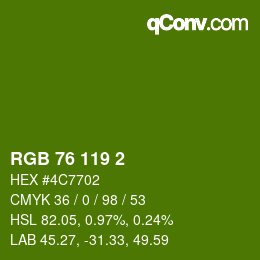 カラーコード: RGB 76 119 2 | qconv.com