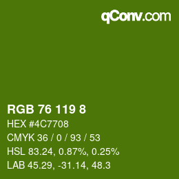 カラーコード: RGB 76 119 8 | qconv.com