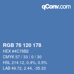 カラーコード: RGB 76 120 178 | qconv.com