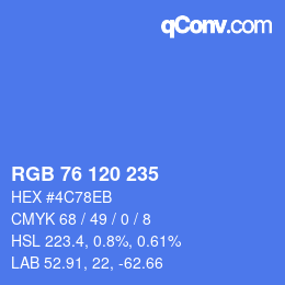 カラーコード: RGB 76 120 235 | qconv.com