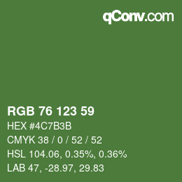 Code couleur: RGB 76 123 59 | qconv.com