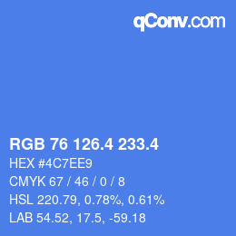 カラーコード: RGB 76 126.4 233.4 | qconv.com