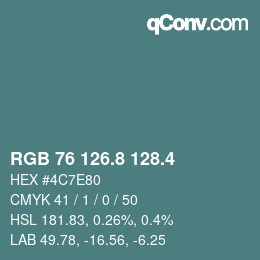 カラーコード: RGB 76 126.8 128.4 | qconv.com