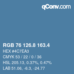 カラーコード: RGB 76 126.8 163.4 | qconv.com