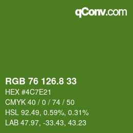 カラーコード: RGB 76 126.8 33 | qconv.com