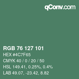 カラーコード: RGB 76 127 101 | qconv.com