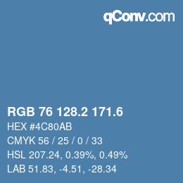 カラーコード: RGB 76 128.2 171.6 | qconv.com