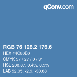 カラーコード: RGB 76 128.2 176.6 | qconv.com