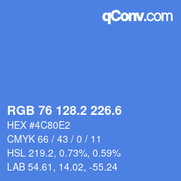 カラーコード: RGB 76 128.2 226.6 | qconv.com