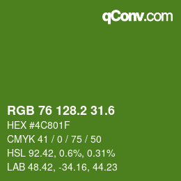 カラーコード: RGB 76 128.2 31.6 | qconv.com