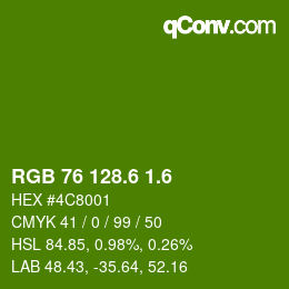 カラーコード: RGB 76 128.6 1.6 | qconv.com