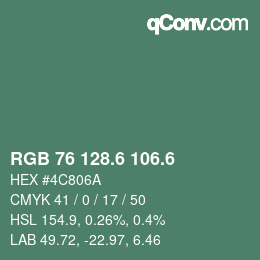 カラーコード: RGB 76 128.6 106.6 | qconv.com