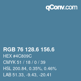 カラーコード: RGB 76 128.6 156.6 | qconv.com