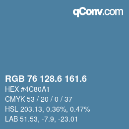 カラーコード: RGB 76 128.6 161.6 | qconv.com