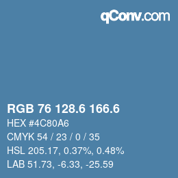 カラーコード: RGB 76 128.6 166.6 | qconv.com