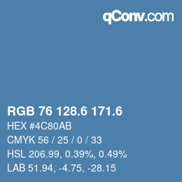 カラーコード: RGB 76 128.6 171.6 | qconv.com