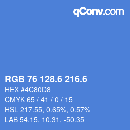 カラーコード: RGB 76 128.6 216.6 | qconv.com