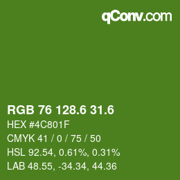 カラーコード: RGB 76 128.6 31.6 | qconv.com