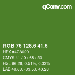 カラーコード: RGB 76 128.6 41.6 | qconv.com
