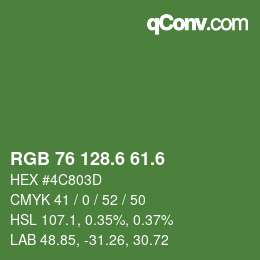 カラーコード: RGB 76 128.6 61.6 | qconv.com