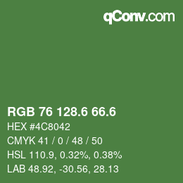 カラーコード: RGB 76 128.6 66.6 | qconv.com
