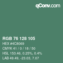 颜色代码: RGB 76 128 105 | qconv.com