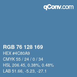 颜色代码: RGB 76 128 169 | qconv.com