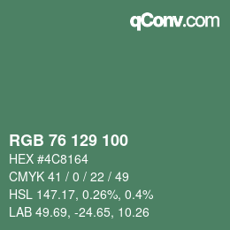 颜色代码: RGB 76 129 100 | qconv.com