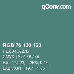 Color code: RGB 76 130 123 | qconv.com