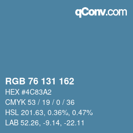 カラーコード: RGB 76 131 162 | qconv.com