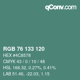 Farbcode: RGB 76 133 120 | qconv.com